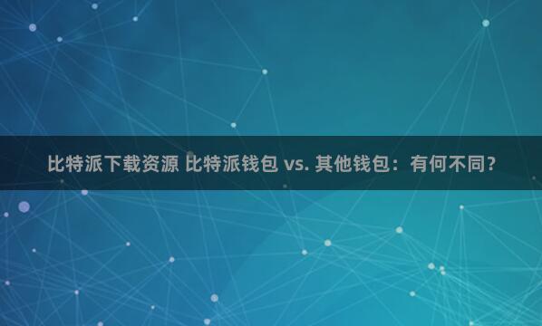 比特派下载资源 比特派钱包 vs. 其他钱包：有何不同？